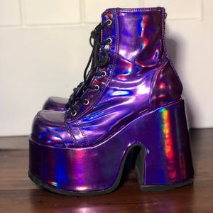 HOLOGRAPHIC DEMONIA PLATFORM BOOTS